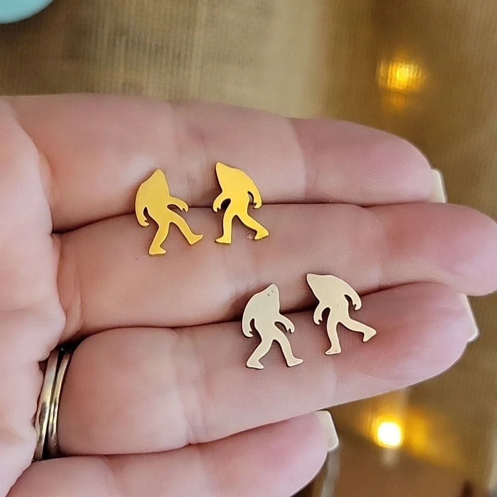 BIGFOOT STUD EARRINGS, Choice of Color - Picture 3 of 6